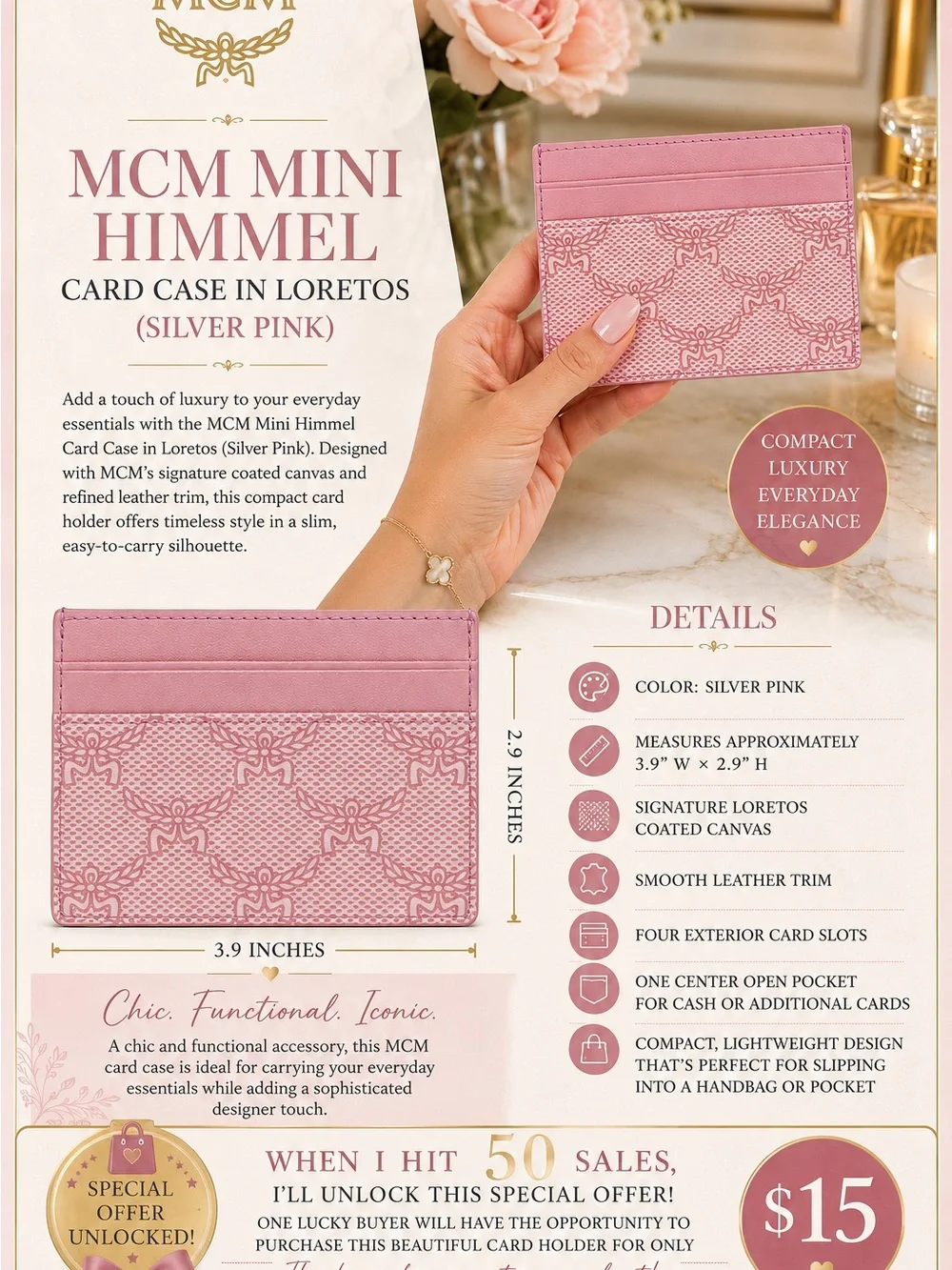 Opportunity to purchase this MCM Pink Mini Himmel Card Case